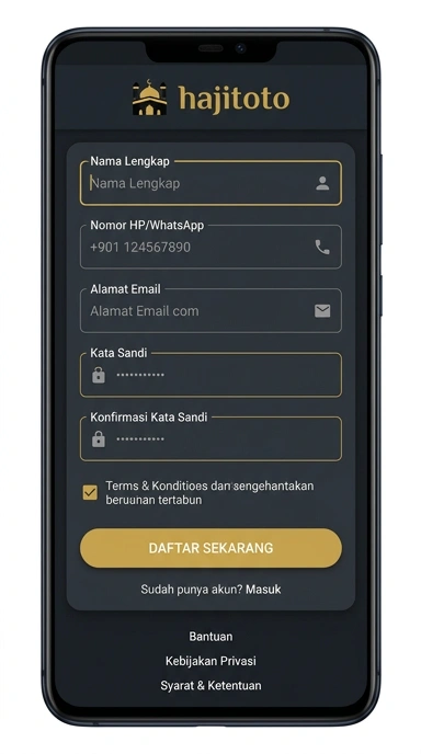 Tampilan halaman daftar hajitoto