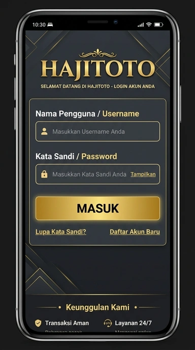 Tampilan halaman login hajitoto